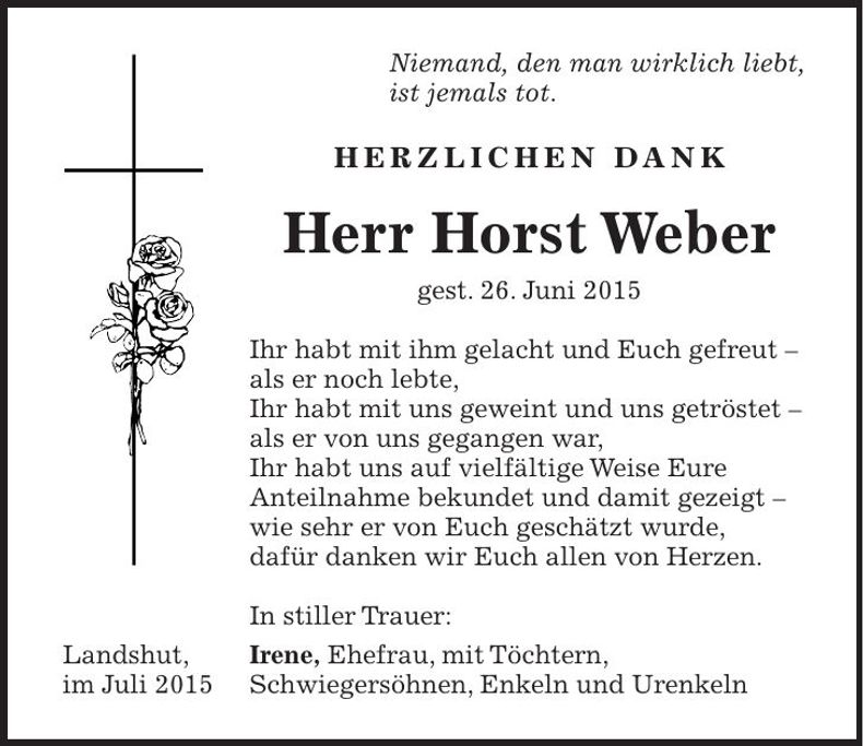 Traueranzeige Horst Weber