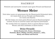 Traueranzeige Werner Meier