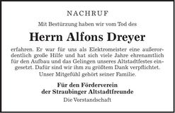 Traueranzeige Alfons Dreyer