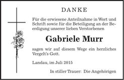 Traueranzeige Gabriele Murr
