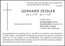 Traueranzeige Gerhard Zeidler