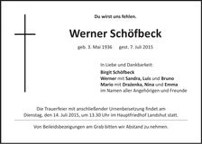Traueranzeige Werner Schöfbeck