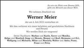 Traueranzeige Werner Meier