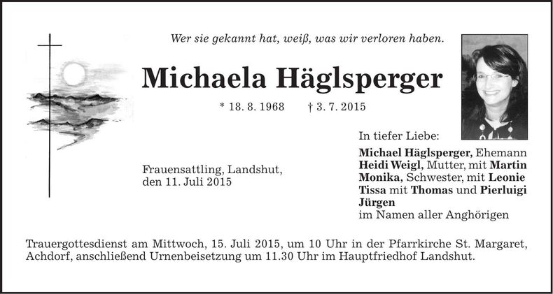 Traueranzeige Michaela Häglsperger