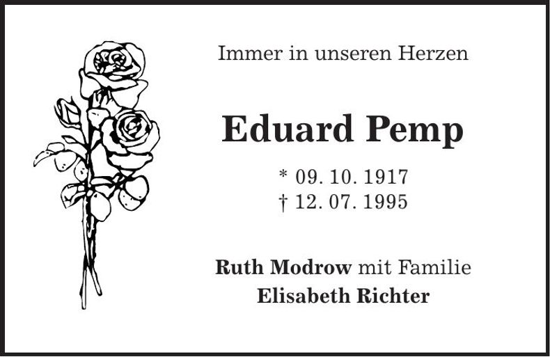Traueranzeige Eduard Pemp