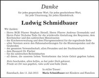 Traueranzeige Ludwig Schmidbauer
