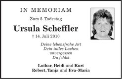 Traueranzeige Ursula Scheffler