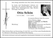 Traueranzeige Otto Schön