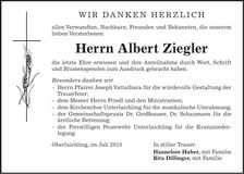 Traueranzeige Albert Ziegler