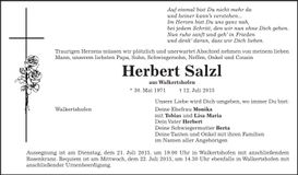 Traueranzeige Herbert Salzl