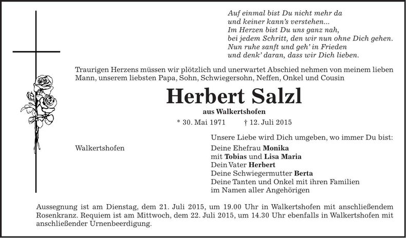 Traueranzeige Herbert Salzl