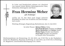 Traueranzeige Hermine Weber