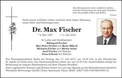 Traueranzeige Max Dr. Fischer
