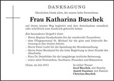 Traueranzeige Katharina Buschek