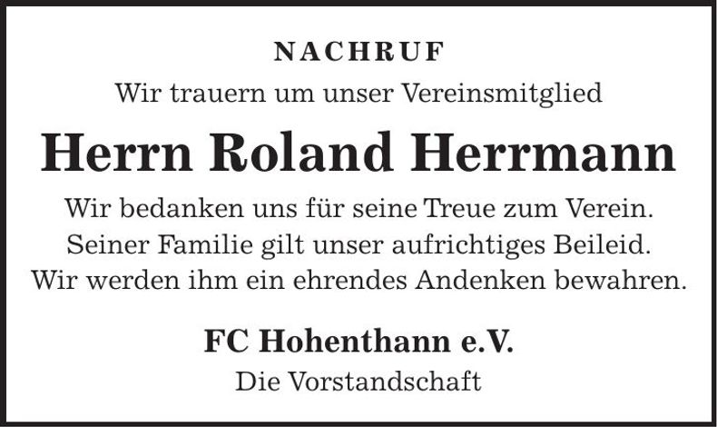 Traueranzeige Roland Herrmann