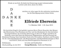 Traueranzeige Elfriede Eberwein