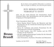 Traueranzeige Bruno Brandl