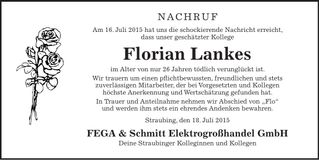 Traueranzeige Florian Lankes