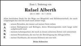 Traueranzeige Rafael Alberth