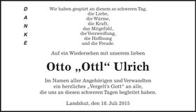Traueranzeige Otto Ulrich