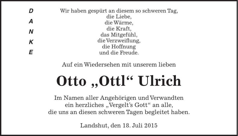 Traueranzeige Otto Ulrich