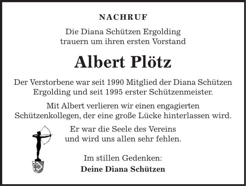 Traueranzeige Albert Plötz