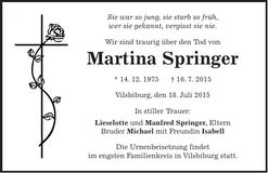 Traueranzeige Martina Springer