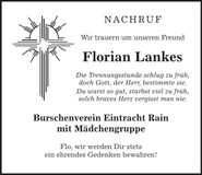 Traueranzeige Florian Lankes