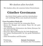 Traueranzeige Günther Gerstmann