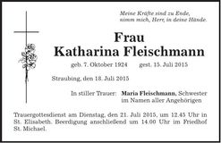 Traueranzeige Katharina Fleischmann