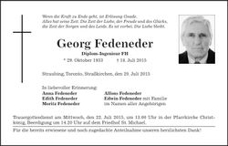 Traueranzeige Georg Fedeneder