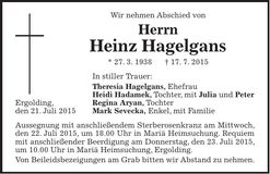 Traueranzeige Heinz Haglgans