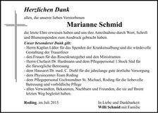 Traueranzeige Marianne Schmid