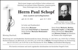 Traueranzeige Paul Schopf