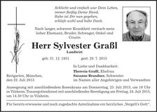 Traueranzeige Sylvester Graßl