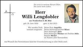 Traueranzeige Willi Lengdobler