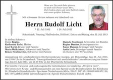 Traueranzeige Rudolf Licht