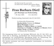 Traueranzeige Barbara Dietl