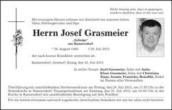 Traueranzeige Josef Grasmeier