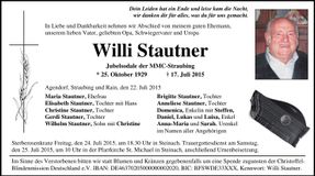Traueranzeige Willi Stautner