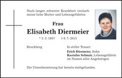 Traueranzeige Elisabeth Diermeier