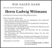 Traueranzeige Ludwig Wittmann