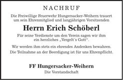 Traueranzeige Erich Schöberl