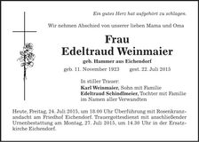 Traueranzeige Edeltraud Weinmaier
