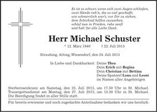 Traueranzeige Michael Schuster