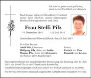 Traueranzeige Steffi Pilz