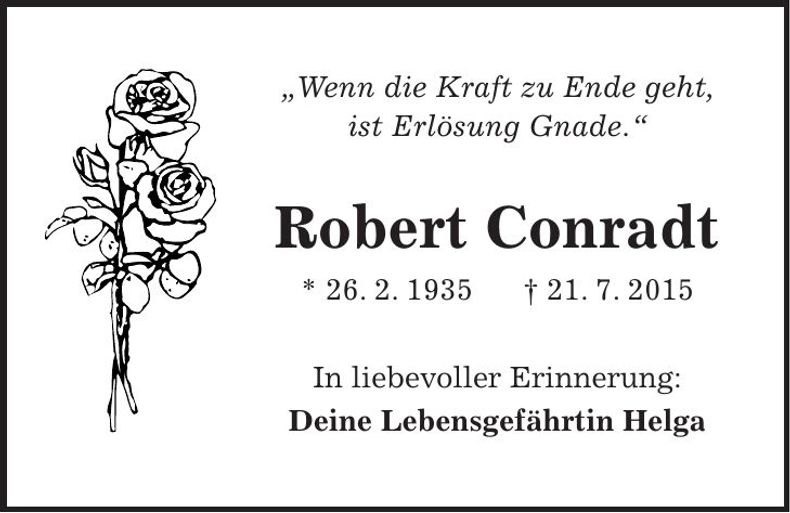 Traueranzeige Robert Conradt