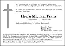 Traueranzeige Michael Franz