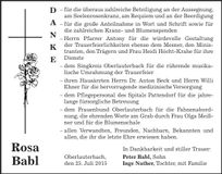 Traueranzeige Rosa Babl
