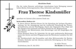 Traueranzeige Therese Kindsmüller